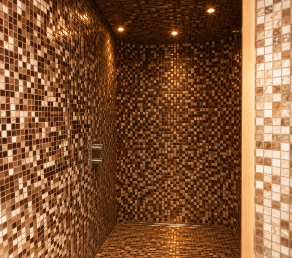 Spacious tiled shower